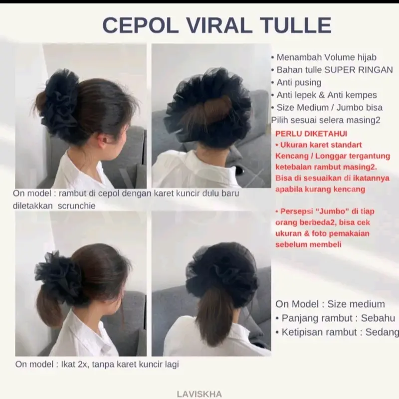 PROMO Ikat Rambut Cepol Jumbo scrunchie Anti Pusing Karet 7