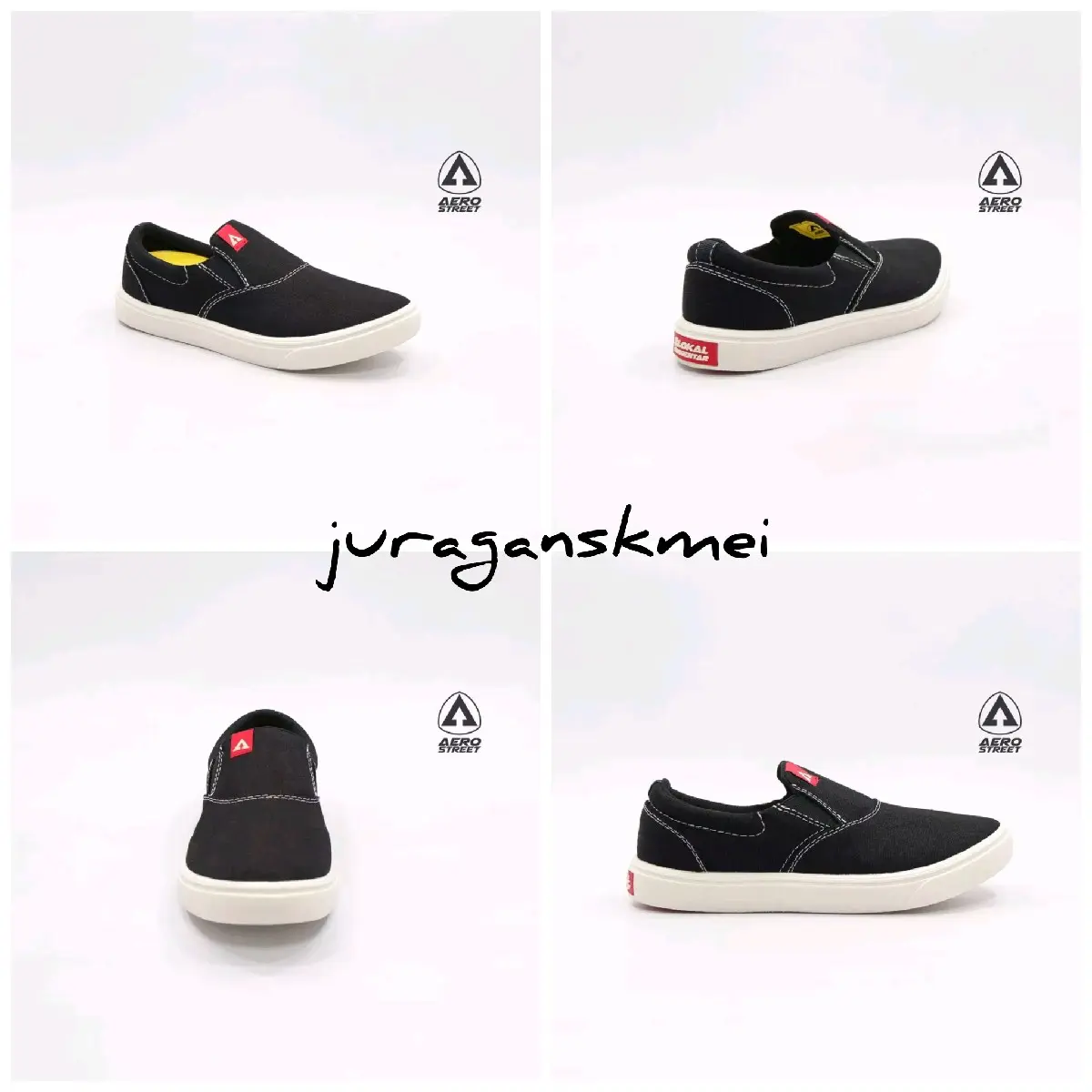 AEROSTREET Comfy Hitam Sepati Slip On Slop Casual Sneakers