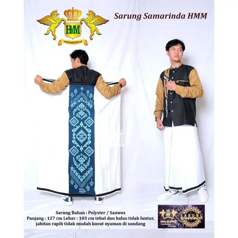 BISA COD SARUNG SAMARINDA HMM POLOS PUTIH SARUNG SANTRI DEWASA TERBARU TERMURAH Muslim Hitam Katun Motif 3