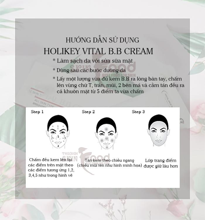 Product Introduction of Kem nền trang điểm, Kem trang điểm chống nắng Holikey Vital BB Cream Hàn Quốc SPF /40 PA 50ml 14