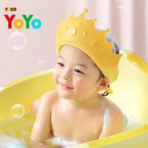 Topi Keramas Anak Bayi Balita Baby Shower Cap Peralatan Mandi Anak Bentuk Mahkota Lucu Bagus untuk perlengkapan mandi anak Kuning Anak-Anak