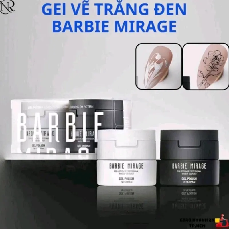 Gel vẽ nổi trắng đen của barbie mirage( gel úp ngược) e về hàng nha.  ️️️Chất đặc, dễ dàng vẽ các nét nổi, ko bị tràn như dòng gek khác, Hãng này thì cacs bác khỏi lo về chất ạ 0