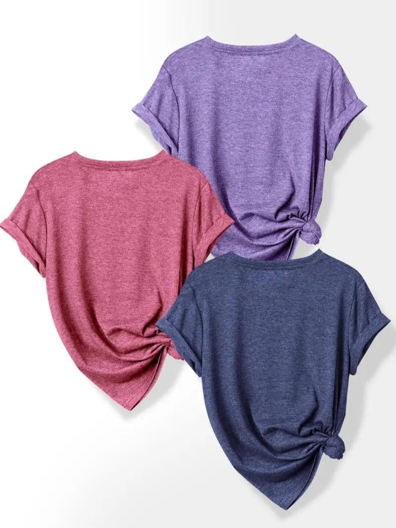 Product Introduction of Women's Vintage Moon & Sun Print Round Neck Tee, Casual Letter Print Short Sleeve T-shirt for Summer, Ladies Clothes for Daily Wear 5