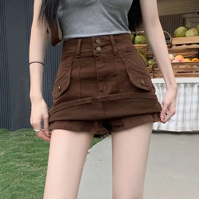 Chân Váy Denim, Phong Cách Cổ Điển Mỹ Co Giãn, Chân Váy Mùa Hè Cho Nữ, Cạp Cao, Chữ A, Chân Váy Bodycon Nhỏ Thích Hợp Cho Công Việc