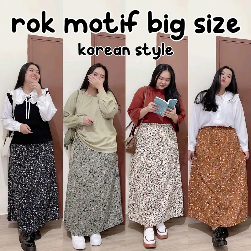 CASSIE ROK PANJANG MOTIF KOREAN STYLE JUMBO BIG SIZE CRINKLE 0