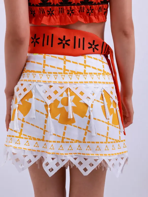 Women's Geometric Print Crop Tube Top & Skirt & Choker Three-piece Set, Boho Fashion Casual Outfits for Daily Holiday Vacation Wear, Women Clothes for All Seasons 7