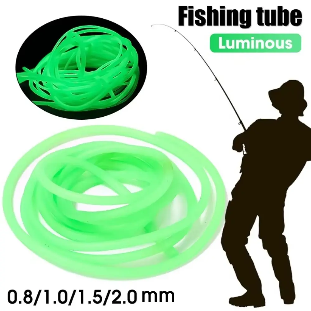 New 0.8/1/1.5/2mm Luminous Fishing Hose Green Hook Line Glow Fishing Night Luminous Tube Silicone Anti Rig Tube Deep Sea Fishing