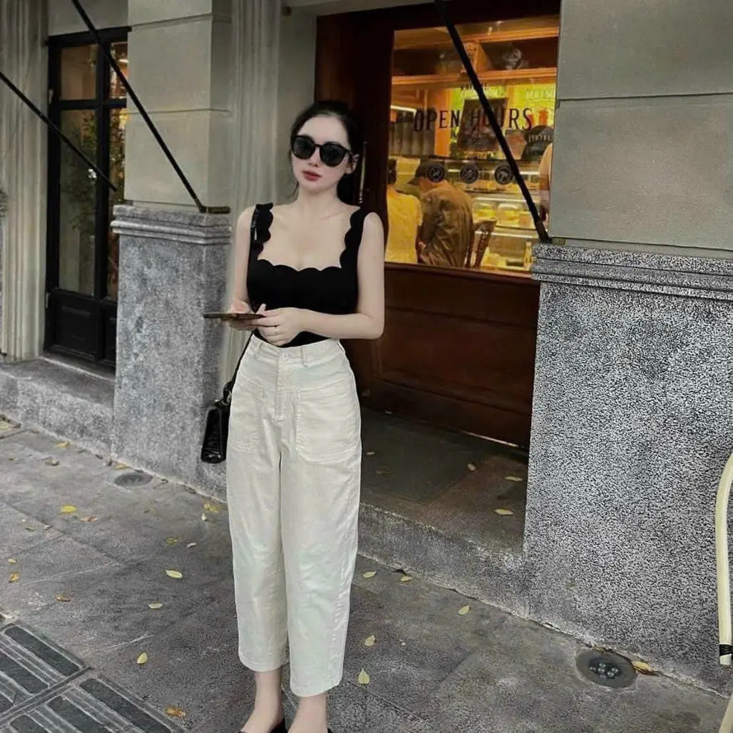 Hàng cao cấp xịn quần baggy kaki giãn mềm tay không có thăt lưng có túi sau