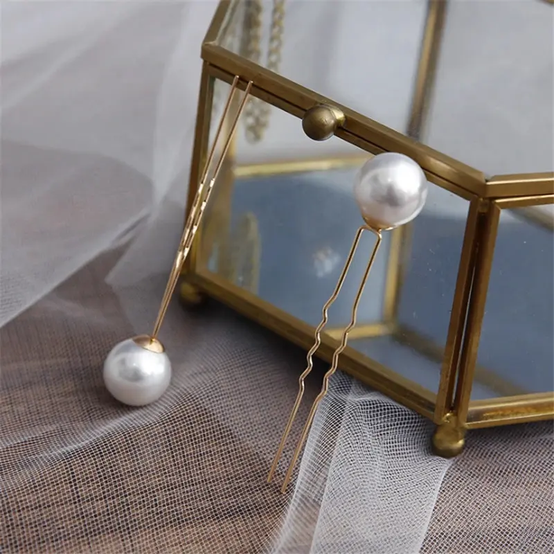 Women U-shaped Pin Metal Barrette Clip Hairpins Simulated Pearl Bridal Tiara Hair Accessories Wedding Hairstyle Design Tools 4