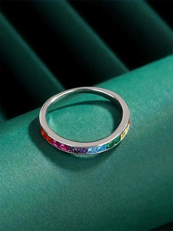 Fashion Colorful Artificial Zirconia Decor Ring, Fashion Jewelry for Party, Daily Clothing Decor, Trendy All-match & Exquisite Jewelry for Birthday Gift, Red Ring 3