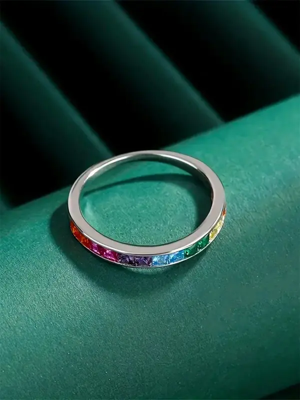 Fashion Colorful Artificial Zirconia Decor Ring, Fashion Jewelry for Party, Daily Clothing Decor, Trendy All-match & Exquisite Jewelry for Birthday Gift, Red Ring 3