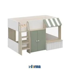 Informa Mandy Stall Set Tempat Tidur Anak - Hijau Dipan Ranjang Tingkat Kamar Set Anak