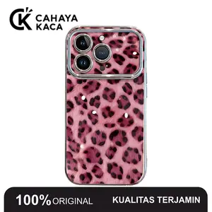 Casing HP Untuk iPhone 17 16 Pro Max 11 12 13 14 15 Pro XS XR 7+ 8+ Xs Max Casing dengan Desain Leopard Pink Berkilau Y07653