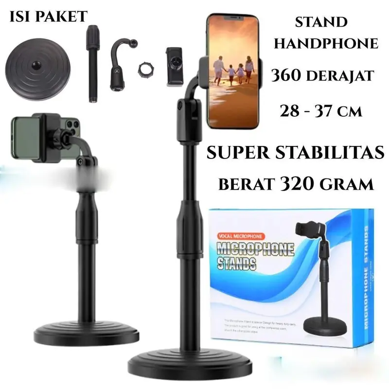 Stand Handphone Tripod Phone Putar 360 Dudukan Smartphone Universal Holder HP Meja L7 Penyangga Black 0