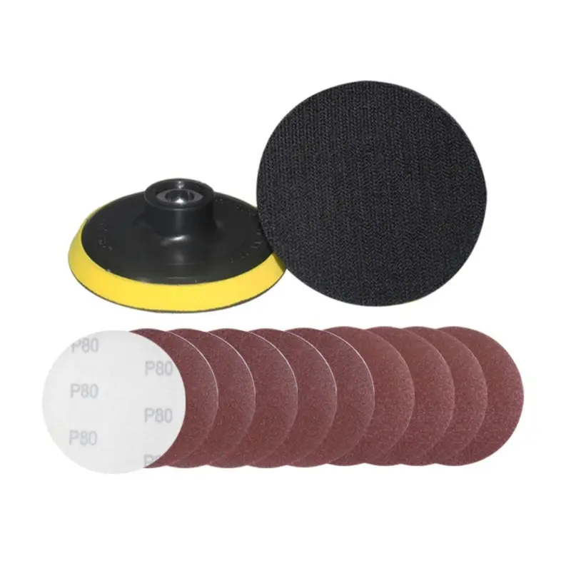 (10 PCS) TATAKAN AMPLAS 4" INCH 1PC + 10 PCS AMPLAS TEMPEL VELCRO 2