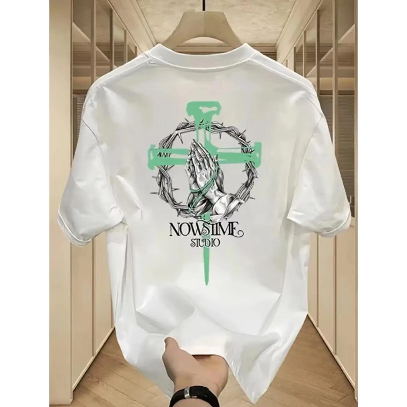 Short Sleeve T-shirt Men's Fashion Brand Summer Loose Half Sleeve 2024 New Internet Celebrity Fashion Ins Simple Printed Top