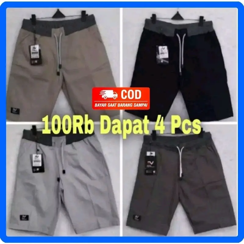 [100RB DAPAT 4 PC ] Celana Chinos pendek dewasa pria murah | pinggang karet | katun twil surfing | Slim-fitting | Santai Polos