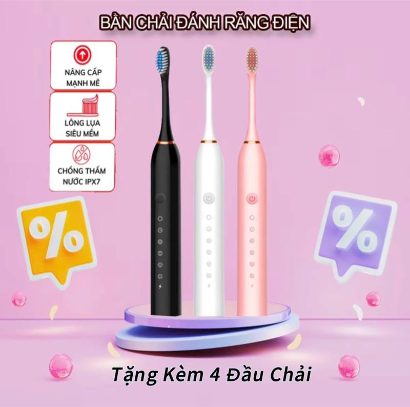 Bàn Chải Đánh Răng Điện Vệ Sinh 5 Chế Độ Pin Sạc 1200MAH, Kèm Dây Cắm Sạc USD, Kèm Đầu Thay Thế Tiện Dụng, Kiểu Dáng Cute 1