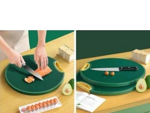 TALENAN BULAT 2IN1 ANTI JAMUR ANTI SLIP CUTTING BOARD PREMIUM 2