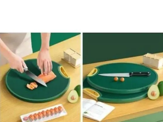 TALENAN BULAT 2IN1 ANTI JAMUR ANTI SLIP CUTTING BOARD PREMIUM 2