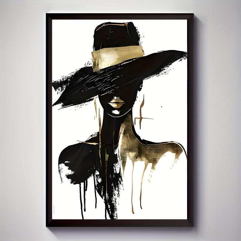 Product Introduction of Modern Minimalist Black & Golden Female Portrait Canvas Print - Frameless Wall Art for Living Room, Bedroom, Office, Dining Area - Waterproof, Unique Creative Decor, Perfect Gift Idea, Perfect for Room Decor 0