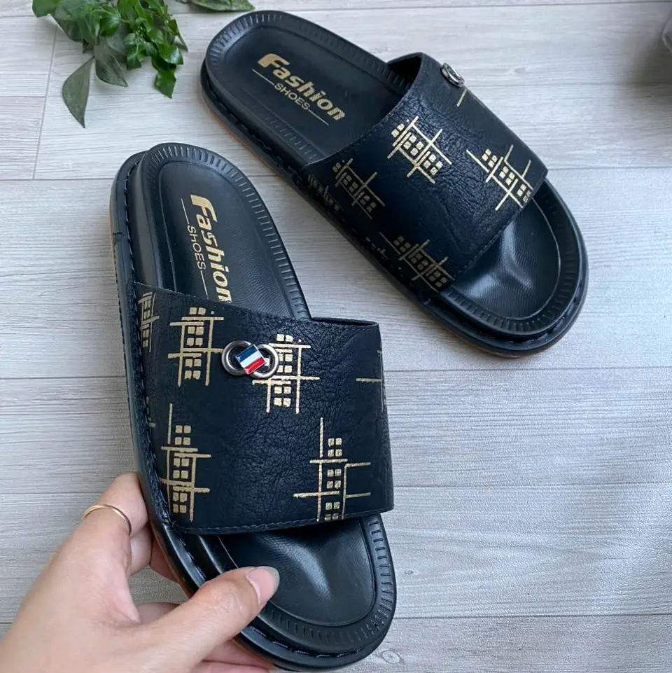 Dép da nam da xít họa tiết thời trang.đế chống chơn trượt.