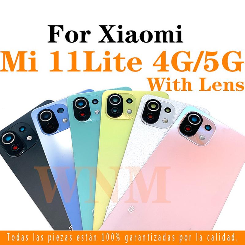 Vỏ nắp pin mặt sau, cho Xiaomi Mi 11 Lite 4G / 5G, nắp pin kính, vỏ cửa sau, bộ phận thay thế, với các công cụ ống kính khung 1