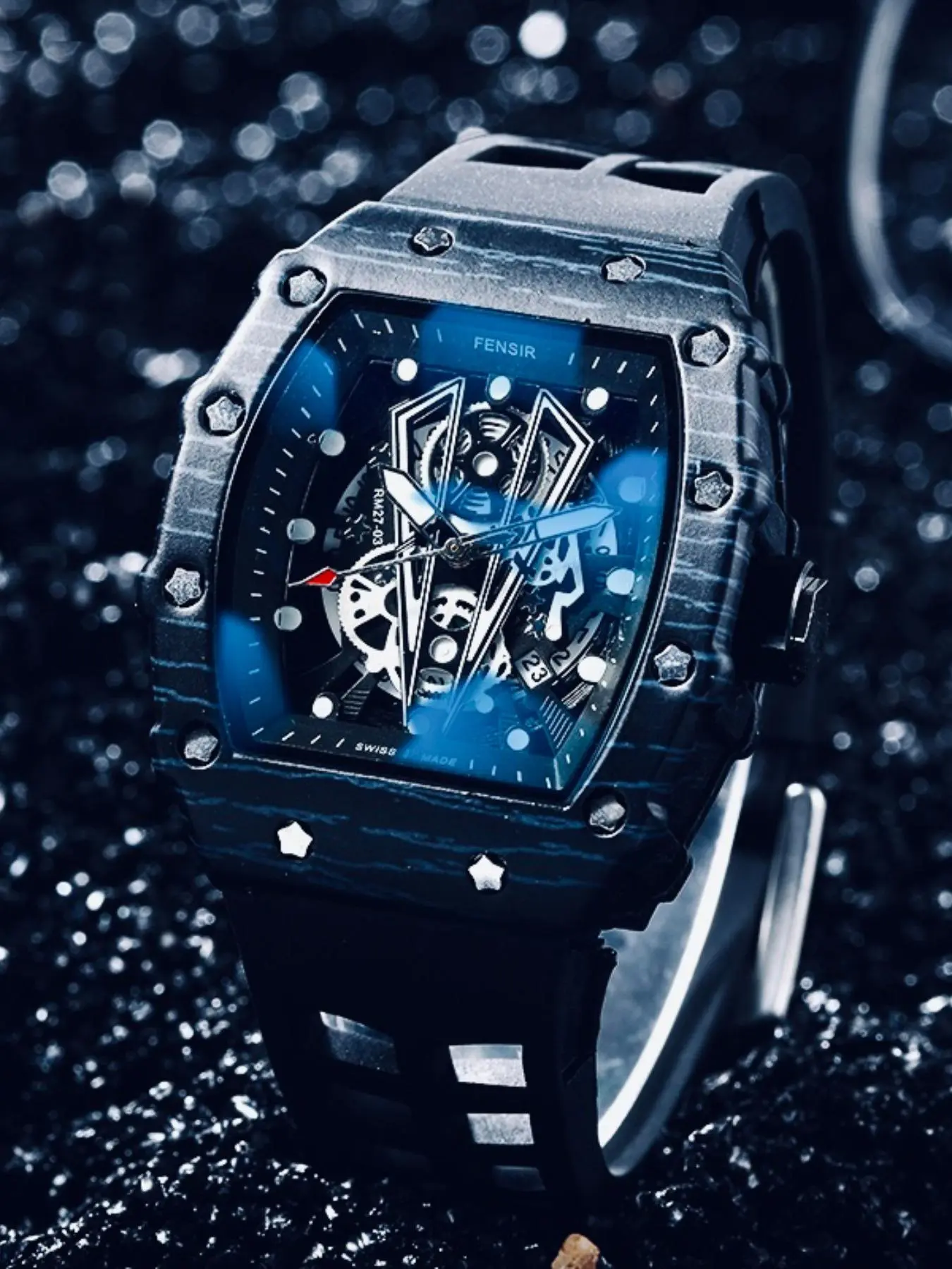 Men's Street Trend Luminous Watch, Fashionable Wristwatch with Date Display Function, Trendy Watch for Daily Life, with Box