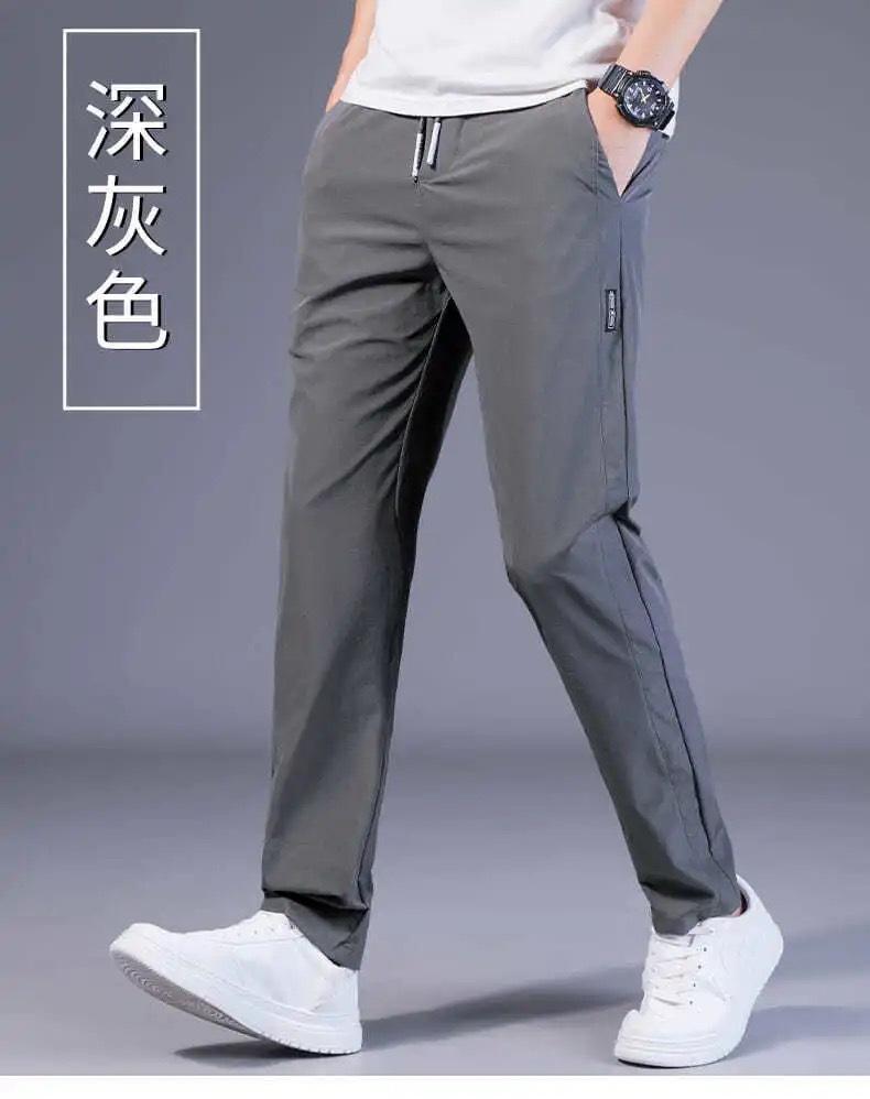 Product Introduction of Men's Ice Silk Pants Loose Breathable Straight Slim Casual Pants Summer Thin Long Pants Elastic Men's Sports Wholesale 10
