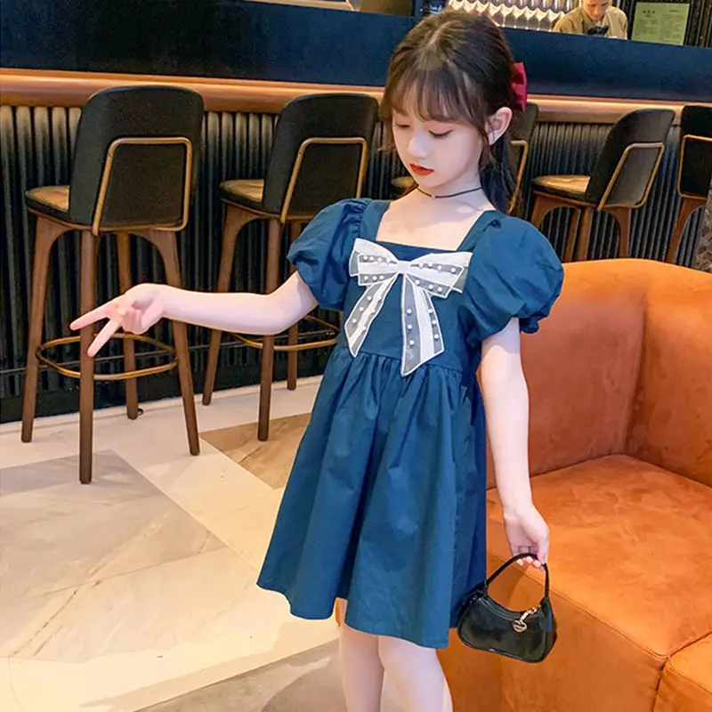 Baju Anak Cewek Korea Lengan Pendek Motif Dress Pita Renda Untuk anak usia sampai 6 Tahun Ke atas Simple dan Elegan ( G - 14 ) Pakaian Fashion