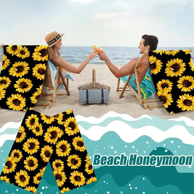 Sunflower Pattern Beach Towel, Quick Dry Lightweight Towel, Machine Washable Towel for Home, Outdoor Sports, Yoga, Travel, Bathroom, Pool, Camping, Picnic, Beach Days 2