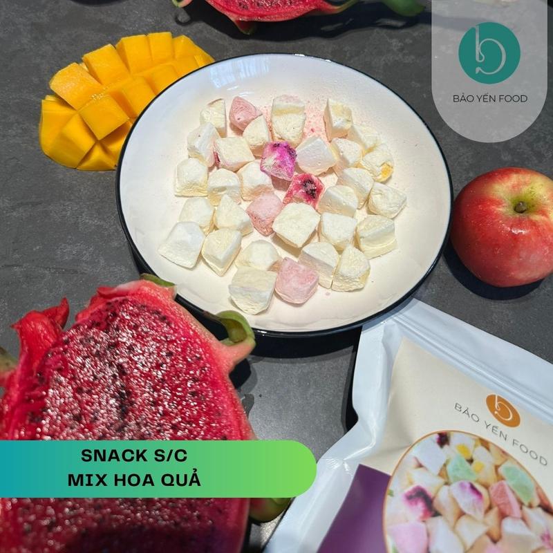 Viên Snack ăn vặt Bảo Yến Food 60g Viên SC mix hoa quả sấy thăng hoa Ăn vặt healthy