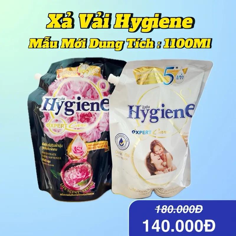 [ COMBO 2 TÚI - NƯỚC XẢ ] Nước Xả Vải Hygiene Expertcare, Dung Tích ( 1100ML ) Giúp Vải Mềm Mại