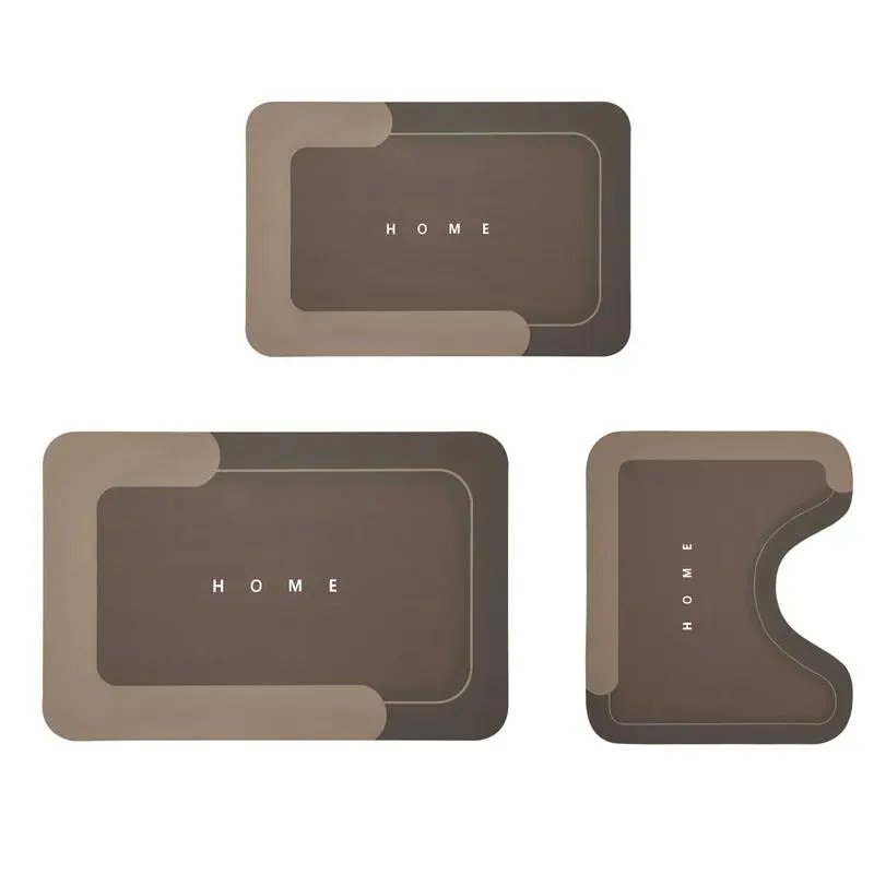 Bath Mat Set, 3 Counts/set Non-slip Bath Mat with Rubber Backing, Absorbent Bath Mat, Bathroom Accessories, Home Supplies
