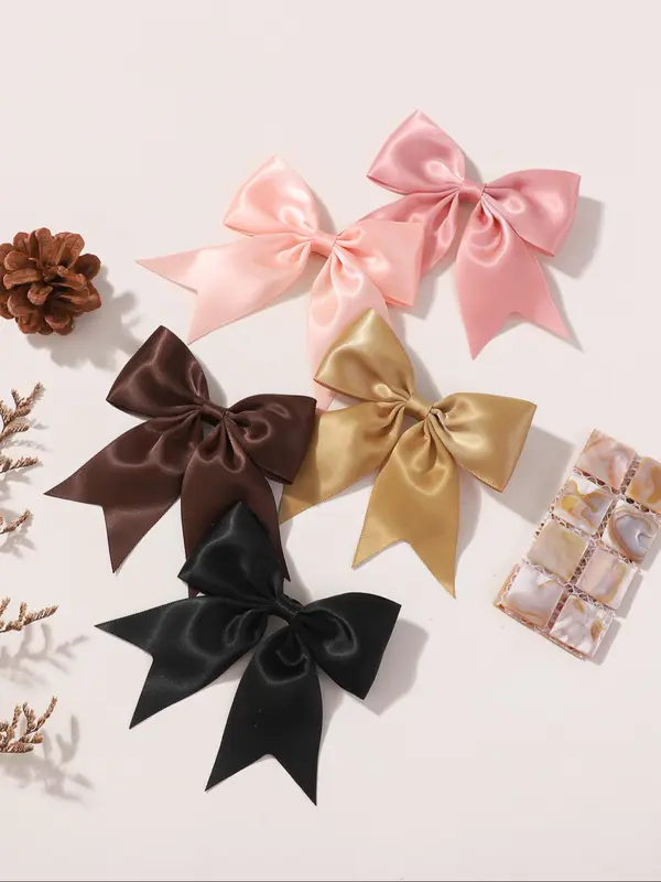 Solid Color Bow Decor Hair Clip, Elegant Fashion Hair Accessories for Women & Girls, Minimalist Headwear Suitable for Thick Hair 3
