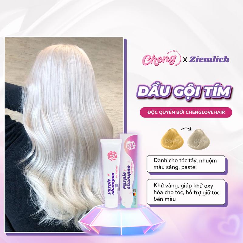 [ĐỘC QUYỀN] DẦU GỘI TÍM ZIEMLICH, Dầu Gội Tím Khử Vàng, Giữ Màu Cho Tóc Nhuộm Sáng - Phù Hợp Cho Tóc Tẩy | Chenglovehair, Chenglovehairs
