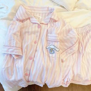 ชุดนอนลายการ์ตูน สไตล์ญี่ปุ่น น่ารัก สำหรับผู้หญิง ใส่หน้าร้อน ทรงหลวม แขนสั้น กางเกงขาสั้น เหมาะสำหรับหอพักนักเรียน ชุดอยู่บ้าน สไตล์อิน