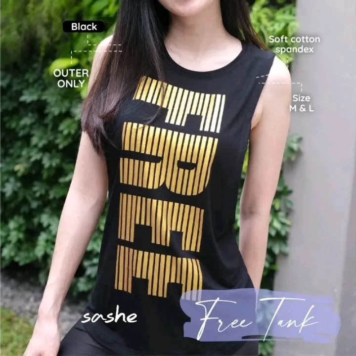 Free Tank (OUTER ONLY) Rompi Tanktop Olahraga Wanita Senam Aerobic Zumba Nyaman Uniseks Cepat Kering Berpori 5