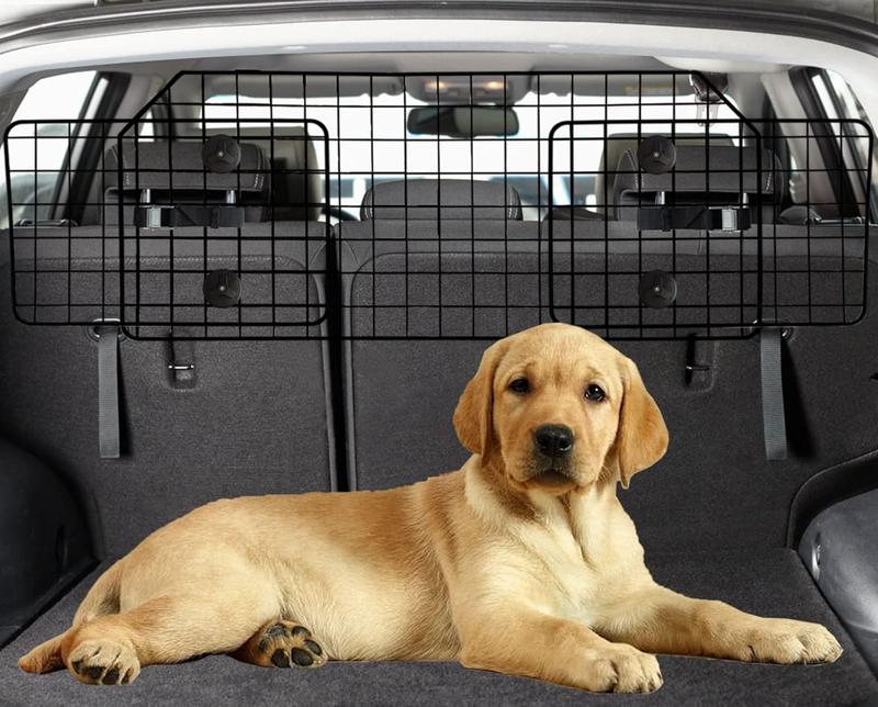 TikTok Shop 38 66.5 Inches Dog Car Barrier for SUVs Van Adjustable Large Pet Barriers Universal Fit Heavy Duty Wire Mesh Dog Guard Pet Divider Gate for Truck Cargo Area Safety Car Divider