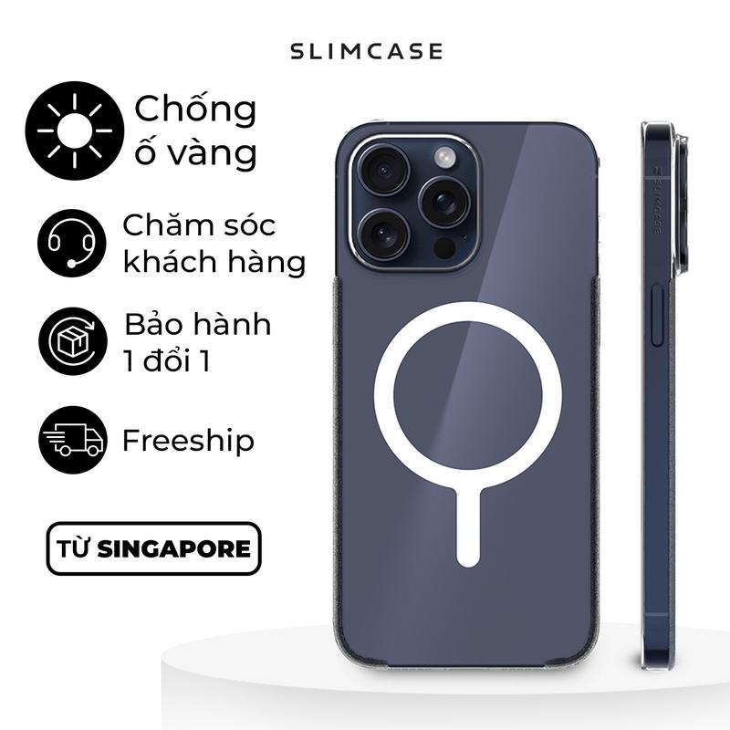 Ốp lưng SLIMCASE UNIQUE 2 siêu mỏng trong suốt không ố vàng, hỗ trợ sạc không dây cho iPhone 15 series