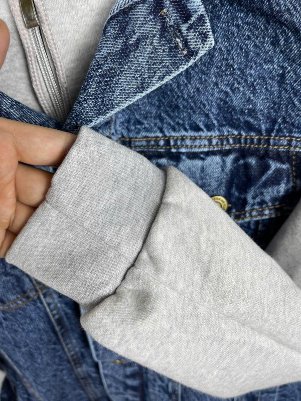 Áo khoác bò nam nữ phối mũ nỉ tay nỉ CE=LINN (35-80kg) - Phong cách trẻ trung năng động - Jacket, Menswear Kem aokhoac nam có thể giặt máy khóa kéo áo  bomber 1