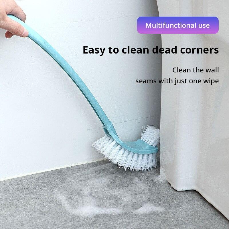 Multi-function Double Head Clean Toilet Brush Soft Hair Plastic Curved Brush Bathroom Cleaning Long Handle Corner Brush 1