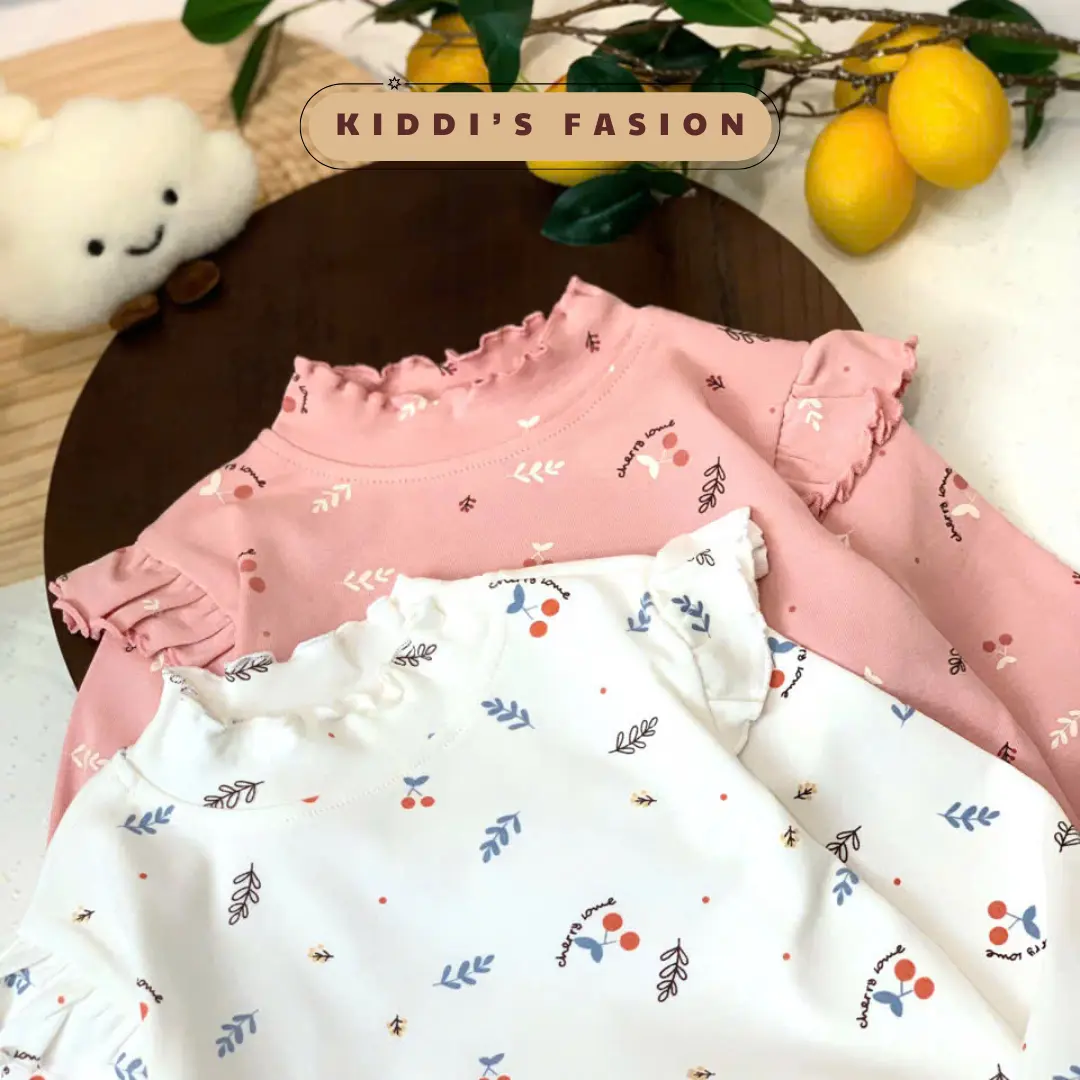 Áo giữ nhiệt cánh tiên in tràn cherry cho bé gái K23AGNG16