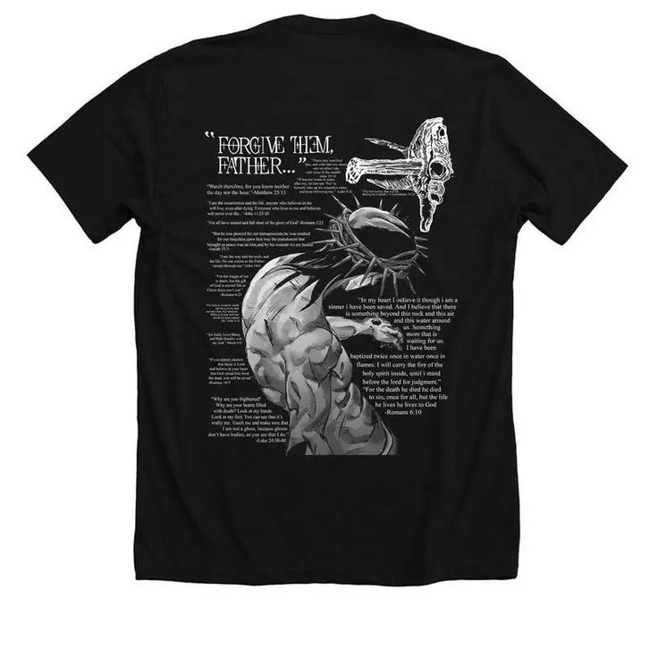 Áo thun im hình jesus jojo, Forgive them father dành cho nam nữ, chất liệu cotton thấm hút, thoáng mát, cổ tròn menswear, áo thun giá rẻ