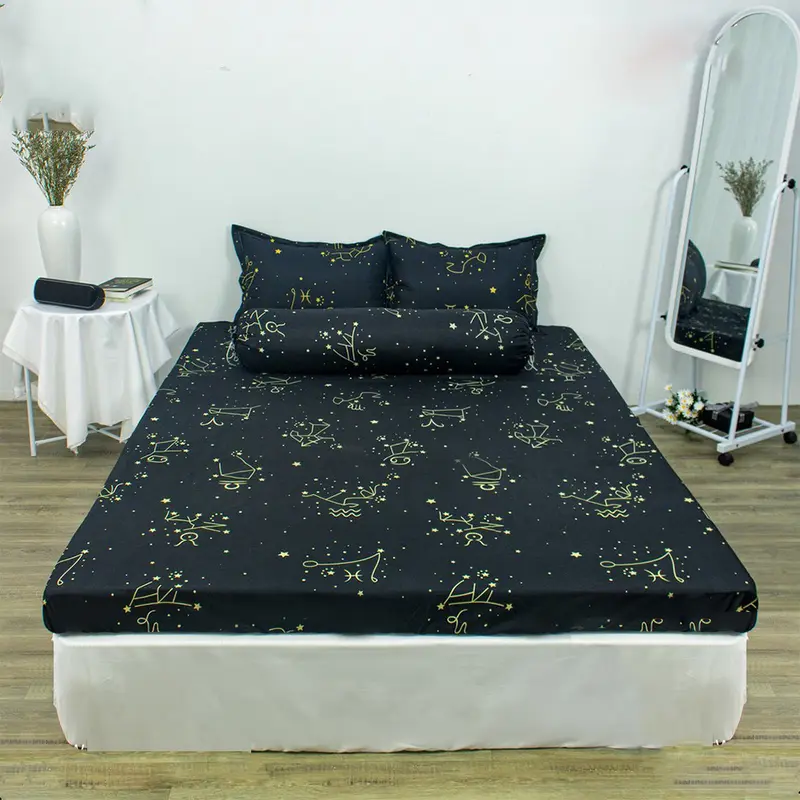 Bộ Ga Gối ( 1 ga kèm 2 vỏ gối nằm ) nhiều Mẫu, Ga bo chun đầy đủ kích thước 6