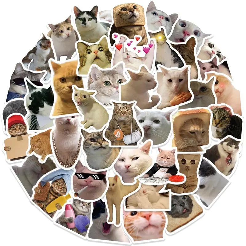 10 / 50PCS Stiker Motif Kucing MEME Gaya Vintage Untuk Dekorasi - Shop ...
