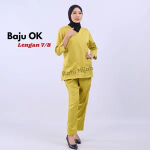 [RatuHijabCilacap] Baju Jaga Oka Lengan 7/8 One set Jaga Perawat Nakes Full Set Celana Pakaian kerja Bidan Dokter Bahan Katun Toyobo Panjang Wanita Setelan ok