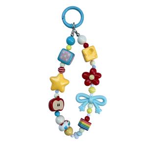 Lanyard Telefon Warna Dopamin, Rantai Manik Buatan Tangan, untuk Kamera / Telefon / Dompet, Estetik Bahagia keychain  matching  couple  spiderman