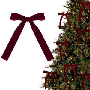 20 Piezas de Moños de Terciopelo Borgoña para Decoración de Árbol de Navidad - Lazos para Guirnaldas Navideñas, Cintas de Tela Suave, Adecuados para Decoraciones Elegantes de Árbol, Perfectos para Celebraciones de Navidad, Acción de Gracias y Año Nuevo