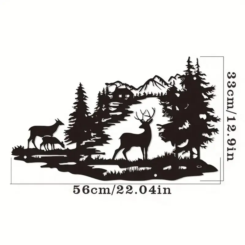 Metal Wall Decor, Deer & Forest Design Wall Art, Modern Minimalist Wall Decor, Wall Hanging Decor for Home Living Room Bedroom, Hangable 1